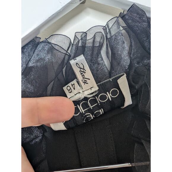 Gai Mattiolo Black Sheath Dress With Ruffles Size 46 (US 10 - See Measurements) - Picture 4 of 13